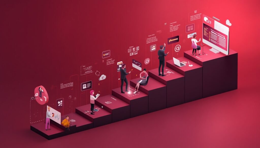 lucid-origin_A_realistic_and_creative_Content_Marketing_and_Sales_Funnel_Journey_illustration-0